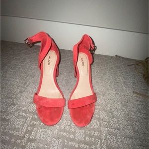 Worn once!! Suede red heels